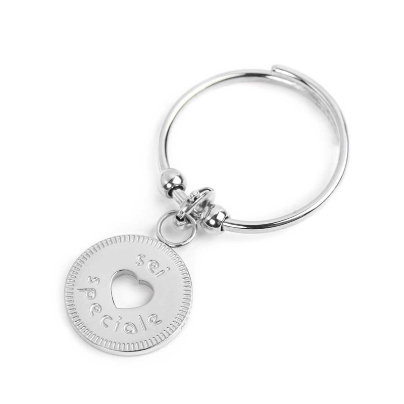 S.STEEL RING SIZE  52 WITH SPHERES WITH PEND SEI SPECIALE S.Steel ring adjustable size  52, adjustable, with 1,40 mm width, 1 mm