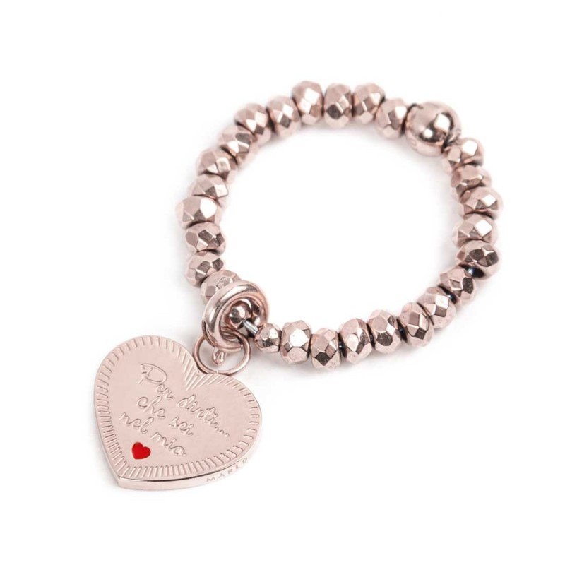 Anello elastico con pendente cuore mamma