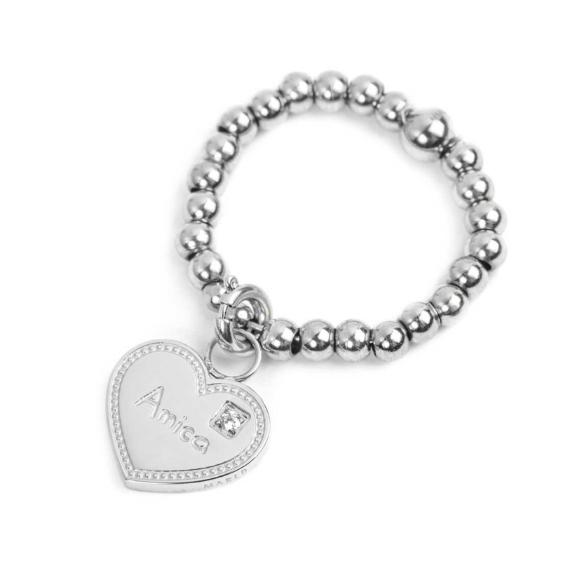 Anello elastico con pendente cuore amica