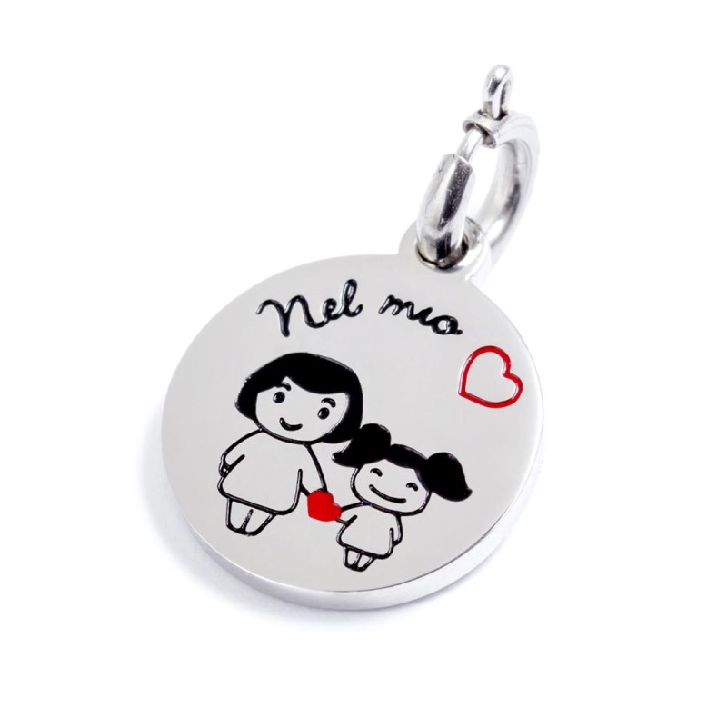 S.STEEL CHARM S.Steel roud charm with mom and daughter. Accessories: CHI0087-7, BAR0014