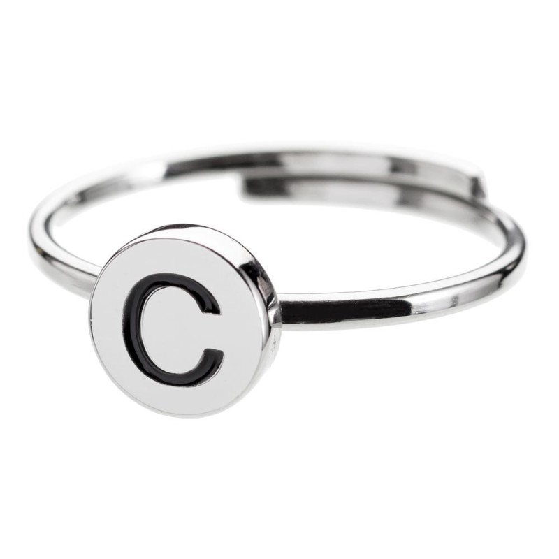 Anello con lettera smaltata