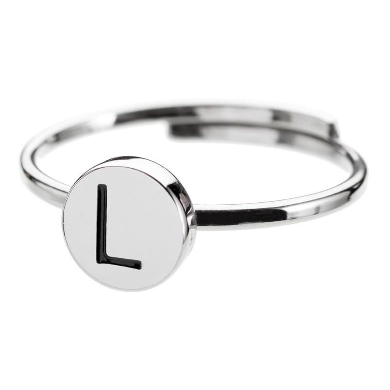 Anello con lettera smaltata