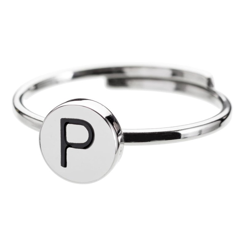 Anello con lettera smaltata