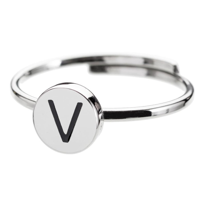 Anello con lettera smaltata
