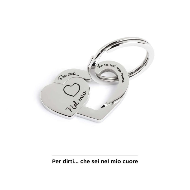 S.STEEL KEYRING WITH HEART S.Steel shape of heart keyring with heart and lettering "Per dirti ... che sei nel mio cuore"Nmc 12