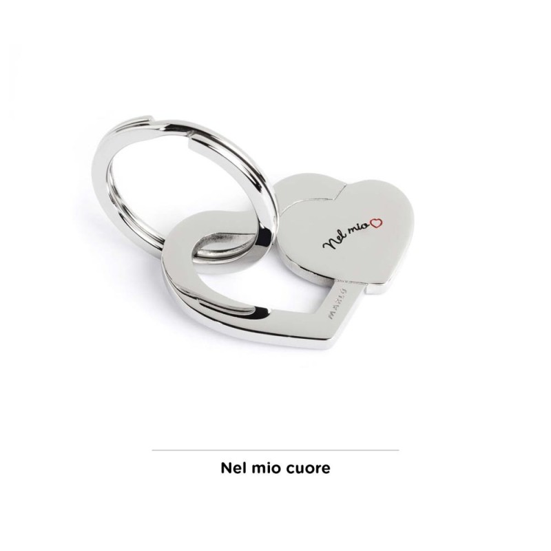S.STEEL KEYRING WITH HEART S.Steel shape of heart keyring with heart and lettering "Per dirti ... che sei nel mio cuore"Nmc 12