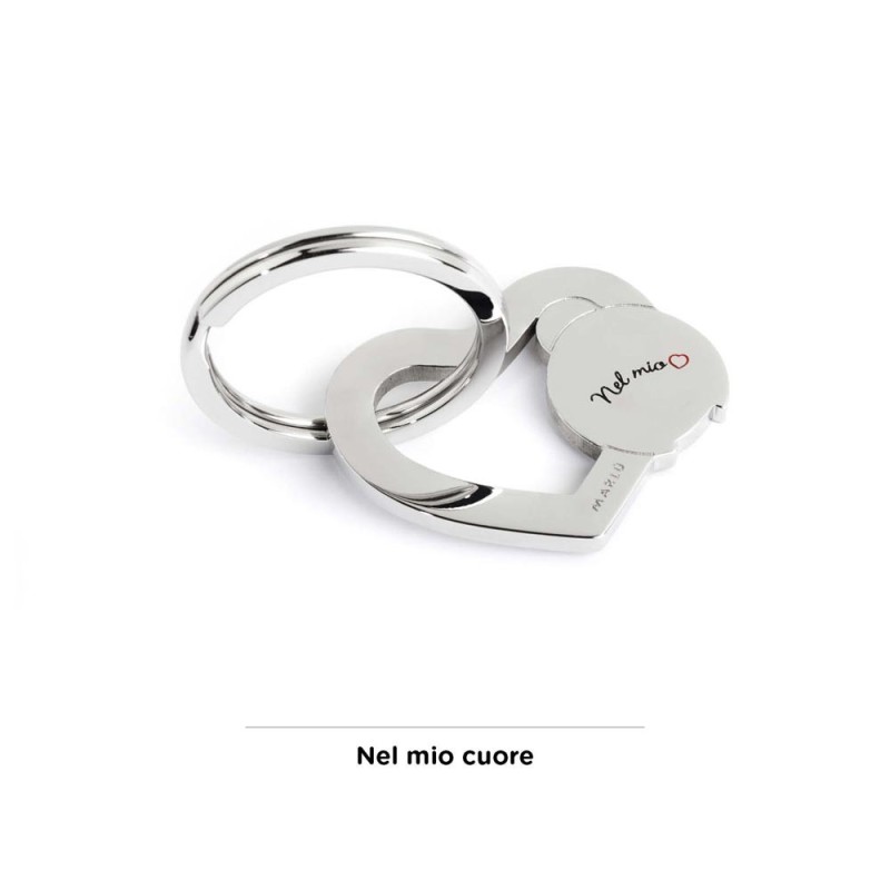S.STEEL KEYRING WITH LADYBUG S.Steel shape of heart keyring with ladybug and writing "Per dirti ... che sei una zia fantastica"