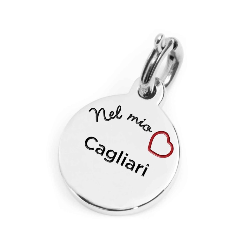 S.STEEL CHARM CAGLIARI S.steel charm with Cagliari city's symbol image. On the front side the charm is colored with enamel light