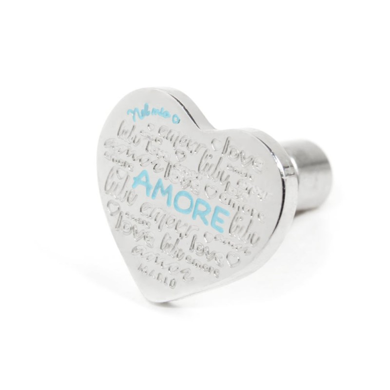S.STEEL ONE EARRING HEART AMORE S.steel single earring heart 12 mm with amore word engraved in different languages and the word