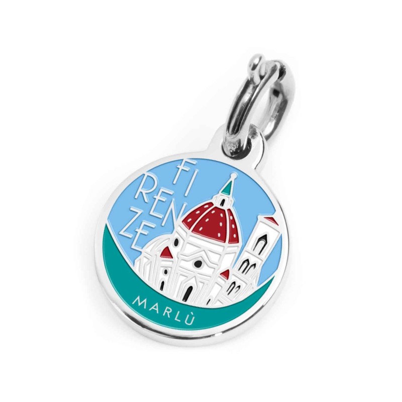 S.STEEL CHARM FIRENZE S.steel charm with Firenze city's symbols image, with 14 mm diameter. On the front side the background is