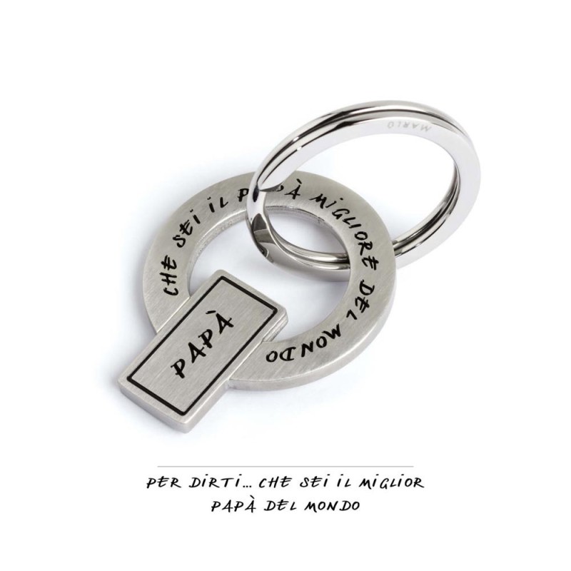S.STEEL KEY RING S.Steel keyring, mat finishing with black enamel writting :"Per dirti ...che sei il papÃ  migliore del mondo"
