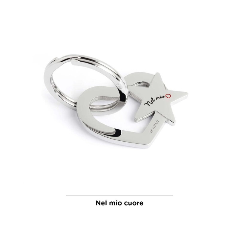 S.STEEL KEYRING WITH STAR S.Steel shape of heart keyring with star writing "Per dirti...che ti voglio bene"Nmc 12 Collection