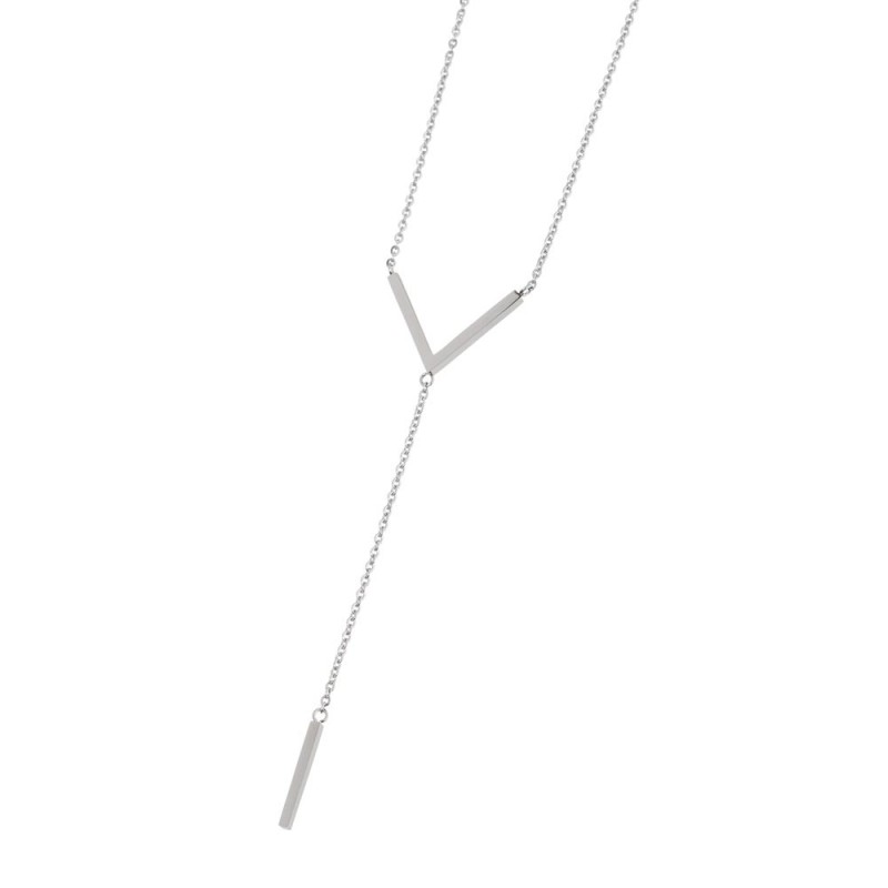 COLLANA IN ACCIAIO CON V E BARRETTA