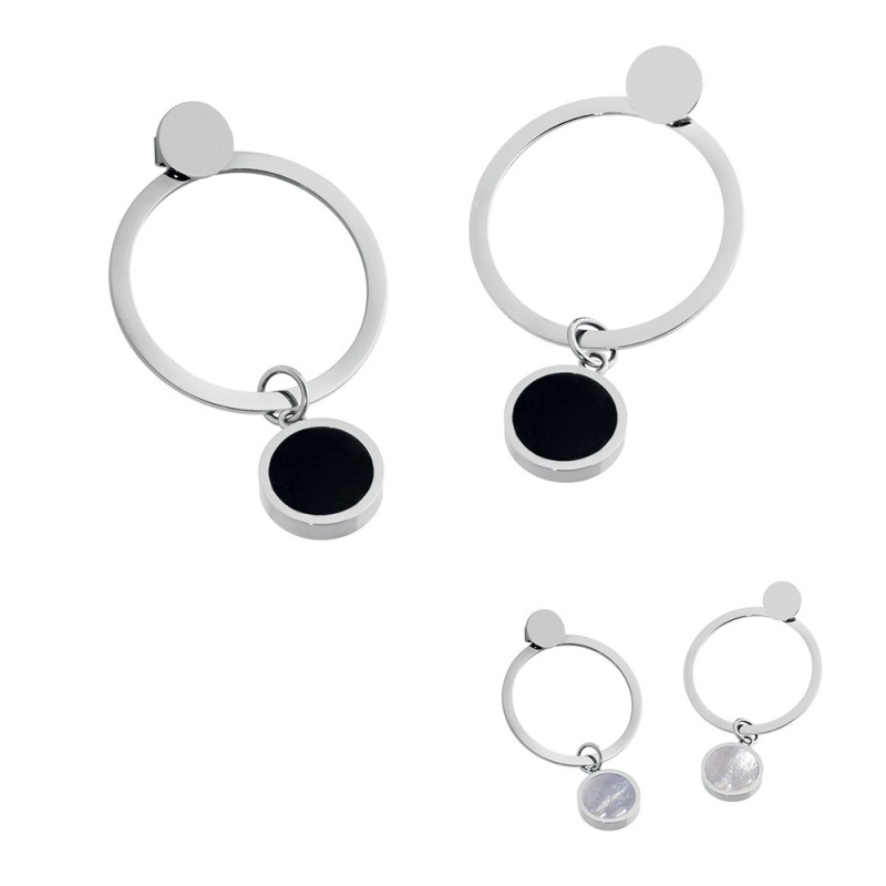 ORECCHINI ACCIAIO ACRILICO E MADREPERLA