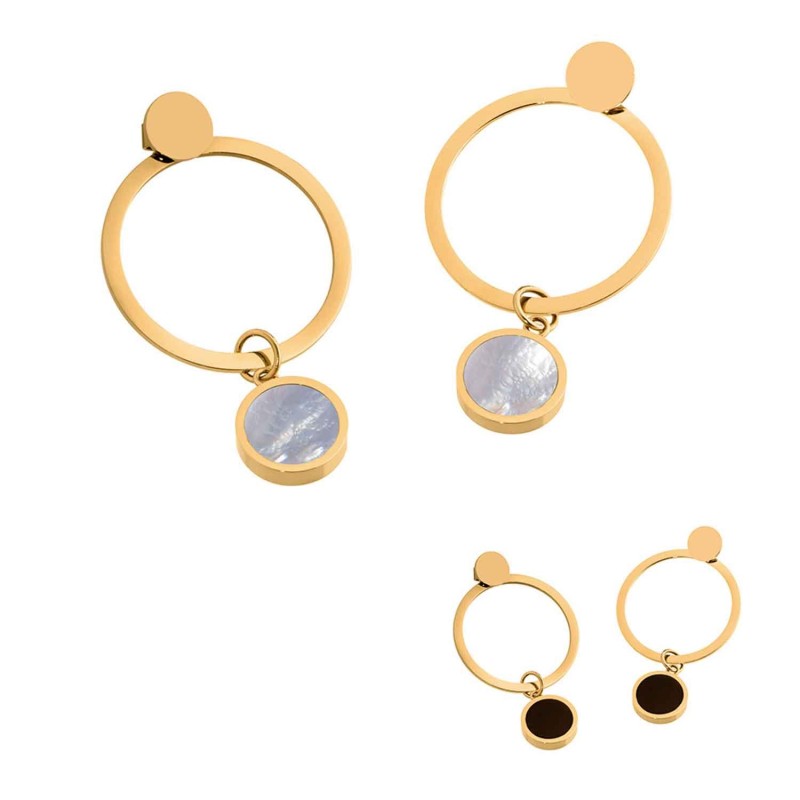 ORECCHINI ACCIAIO ACRILICO E MADREPERLA