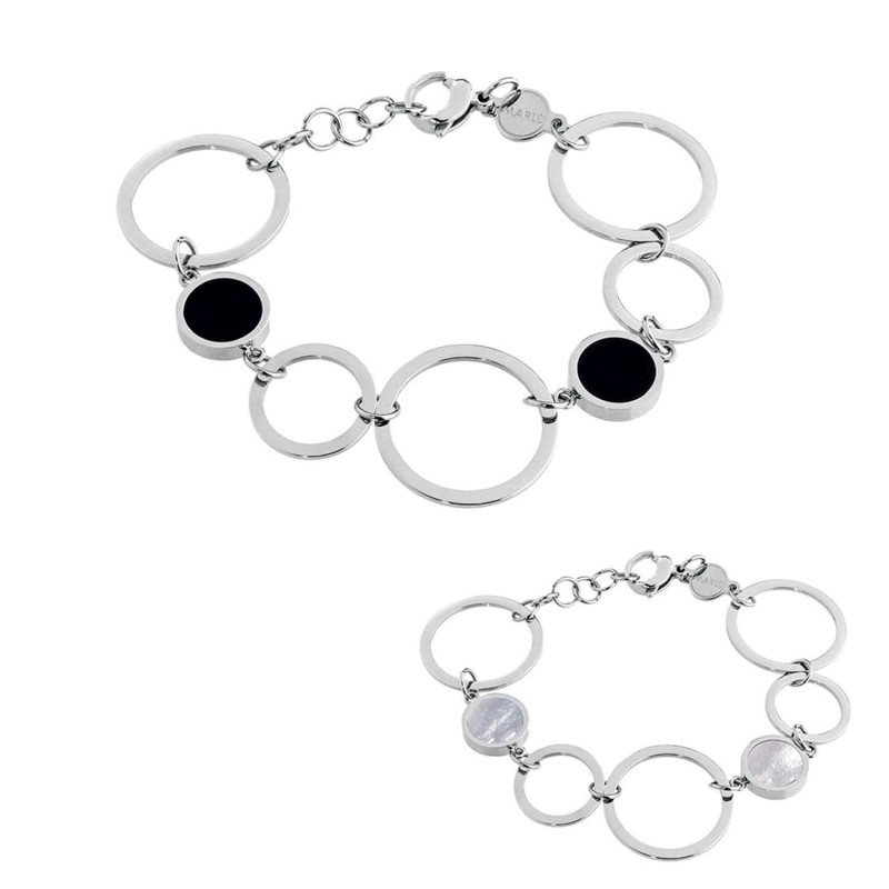 BRACCIALE CERCHI ACRILICO E MADREPERLA