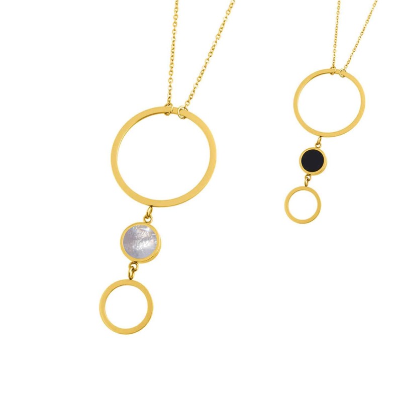 Collana con cerchio acrilico e madreperla