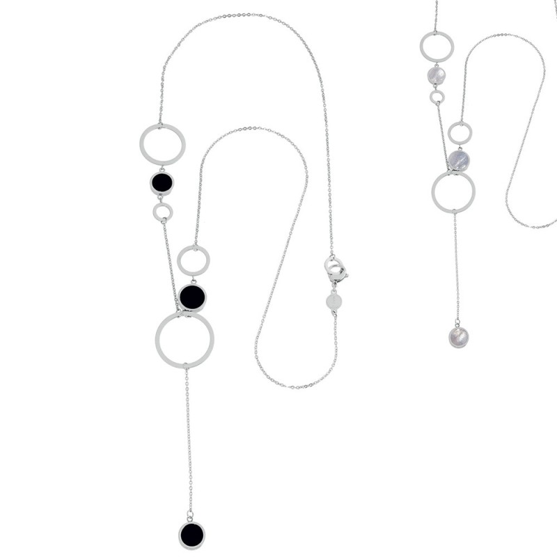 COLLANA CERCHI ACRILICO E MADREPERLA