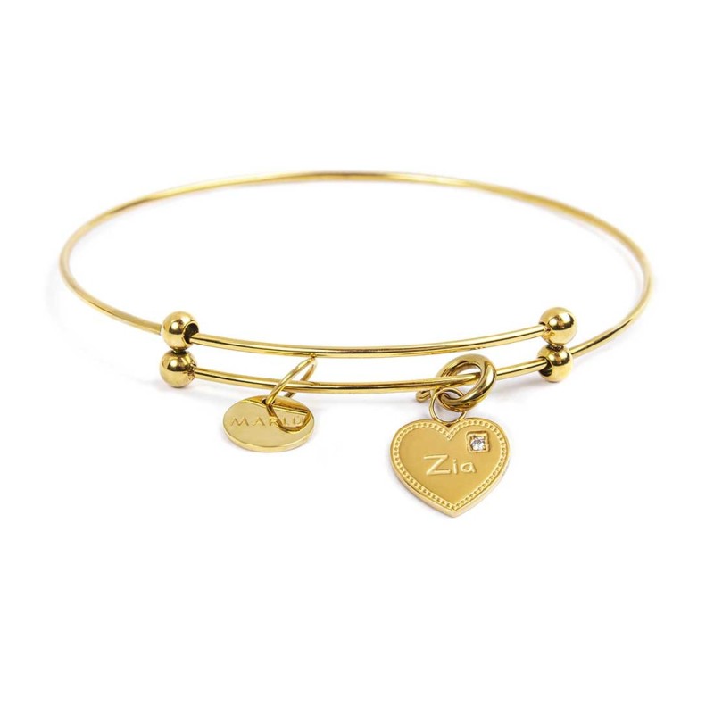 Bracciale rigido con pendente zia a forma di cuore