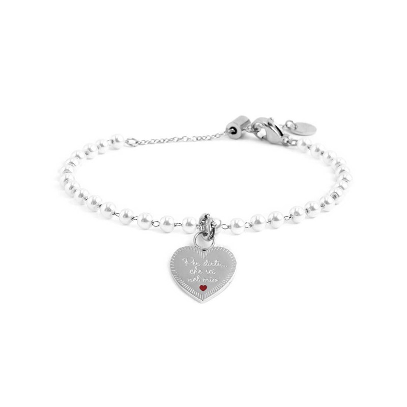 BR CON CATENA PERLE BIANCHE E PEND CUORE TATA