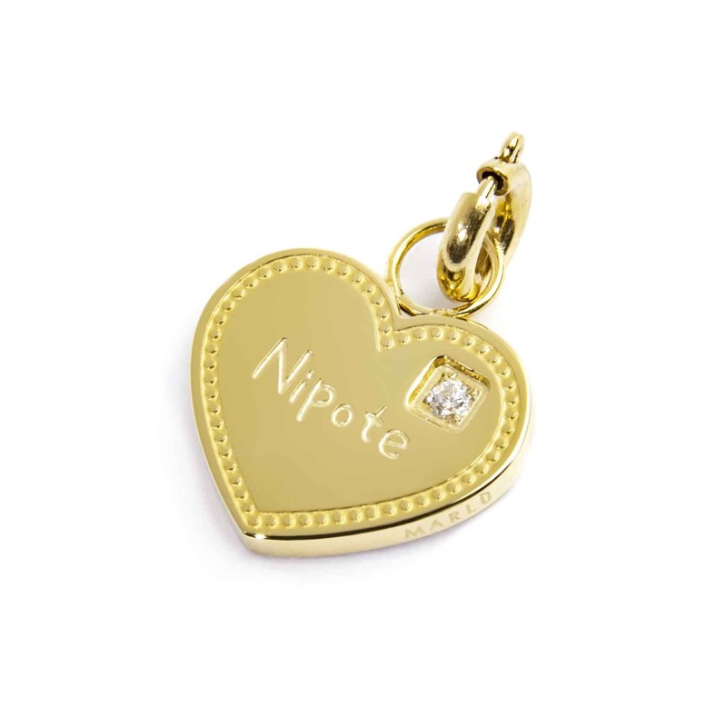 CHARM CUORE NIPOTE CON CZ BIANCO