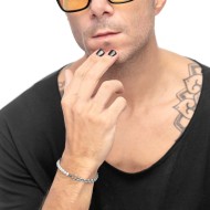 S.STEEL BR TEXTURED ROLO' CHAIN AND PEARLS CHAIN S.Steel bracelet with textured rolÃ² chain 7,20 mm width and with regular pearl