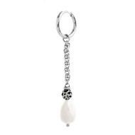 S.S SINGLE ROUND EAR SONAGLIO CHAIN AND PEARL PENDANT S.steel single round earring 16 mm diameter 2 mm thickness, pendant with: