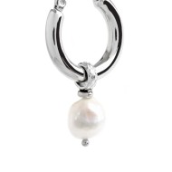 S.S SINGLE ROUND EAR WITH PENDANT IRREGULAR PEARL S.steel single round earring 22,50 diameter 3,90 mm thickness, MarlÃ¹ lasered
