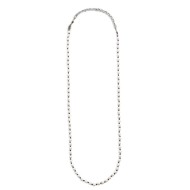 S.STEEL NECKLACE 600MM ROPE WITH PEARLS S.steel necklace with brown cotton rope 0,80 mm diameter with pearls 6,20 mm diameter. A