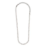 S.STEEL NECKLACE 800MM ROPE WITH PEARLS S.steel necklace with brown cotton rope 0,80 mm diameter with pearls 6,20 mm diameter. A