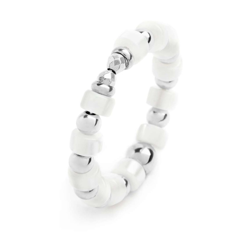 Anello con pietre a rondelle elastico