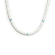 Collana con dischetti conchiglie bianche e turchesi