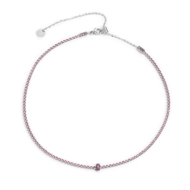 Collana tennis con zirconi e zircone centrale baguette