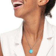 Collana catena grumetta con pendente turchese tondo