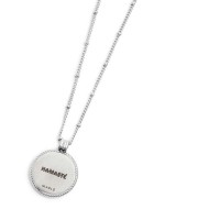 Collana catena grumetta con pendente turchese tondo