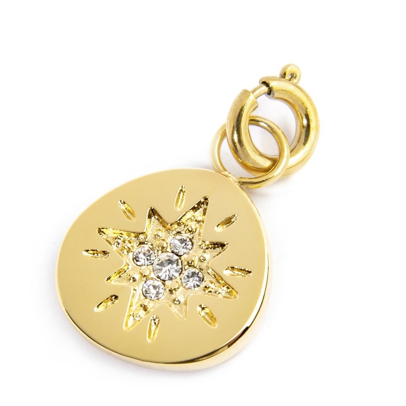 Charm medaglietta rosa dei venti e cristalli