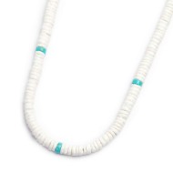 Collana con dischetti conchiglie bianche e turchesi