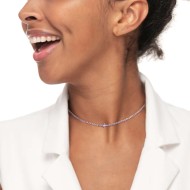 Collana tennis con zirconi e zircone centrale baguette