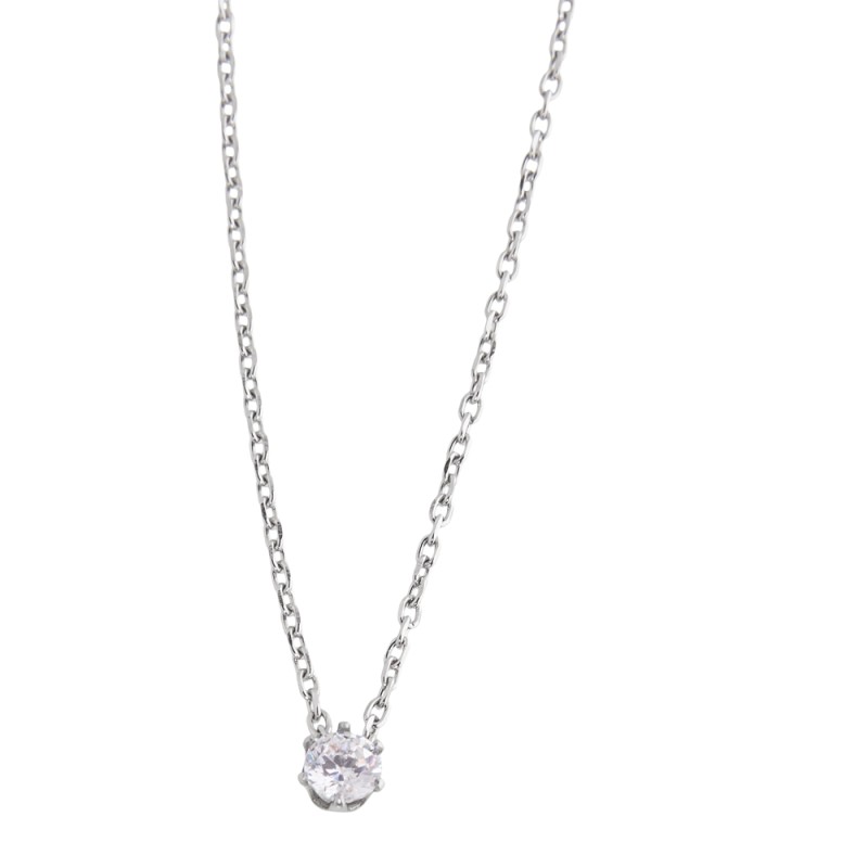 COLLANA ACCIAIO CON SOLITARIO 3 MM