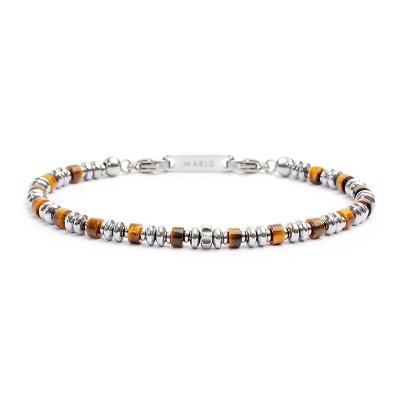 Bracciale con rondelle in pietra ed elementi in ematite