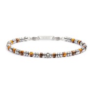 Bracciale con rondelle in pietra ed elementi in ematite