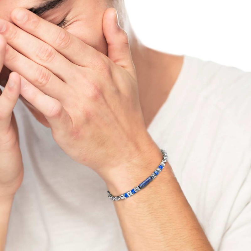 Bracciale elementi in pietra ed elementi in ematite catena marine