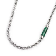 CO ACCIAIO CATENA CORDA CON ELEMENTO IN PIETRA