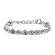 S.STEEL BRACELET WITH ROPE CHAIN 6,80 MM S.steel bracelet with rope chain 6,80 mm thickness. On both ends, element with three tw