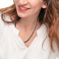 Collana con rondelle in malachite ed onice nera elementi in ematite