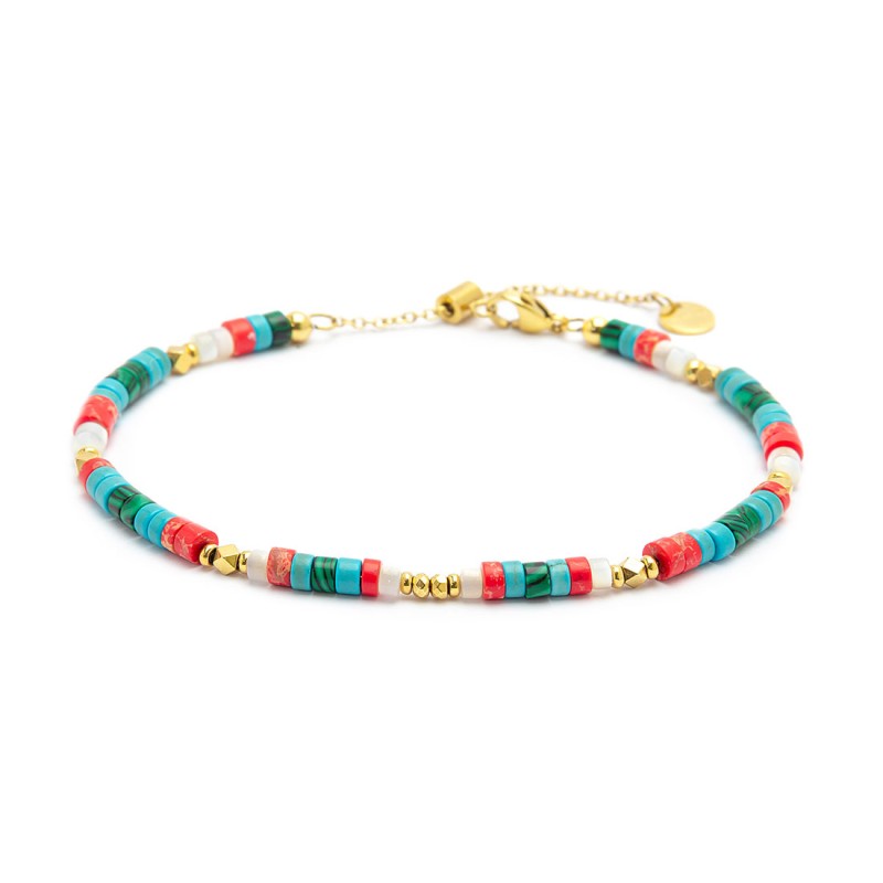 Cavigliera con rondelle multicolore