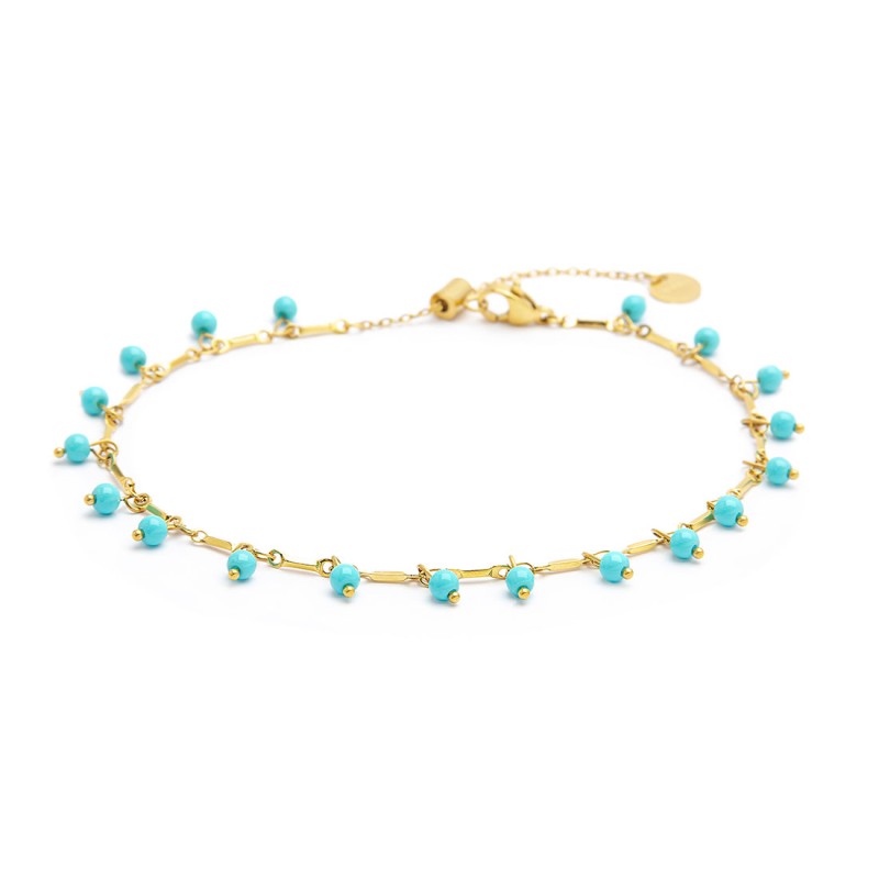 Cavigliera catena con pietre turchesi pendenti