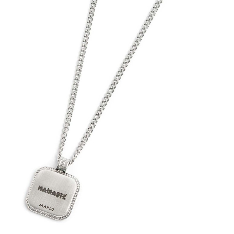 Collana catena grumetta con piastrina quadrata pendente