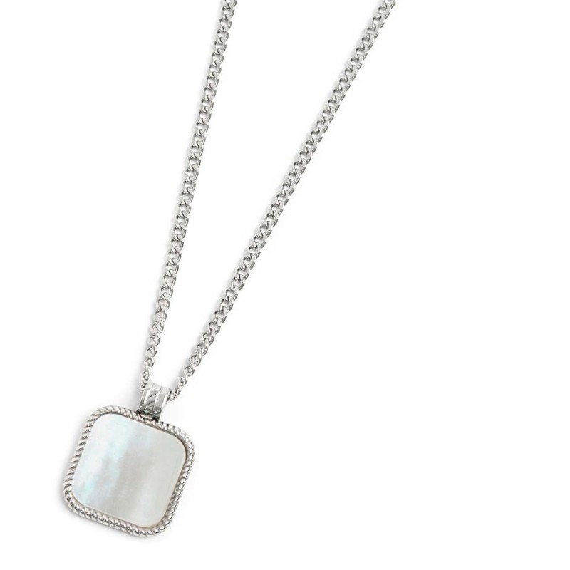 Collana catena grumetta con piastrina quadrata pendente