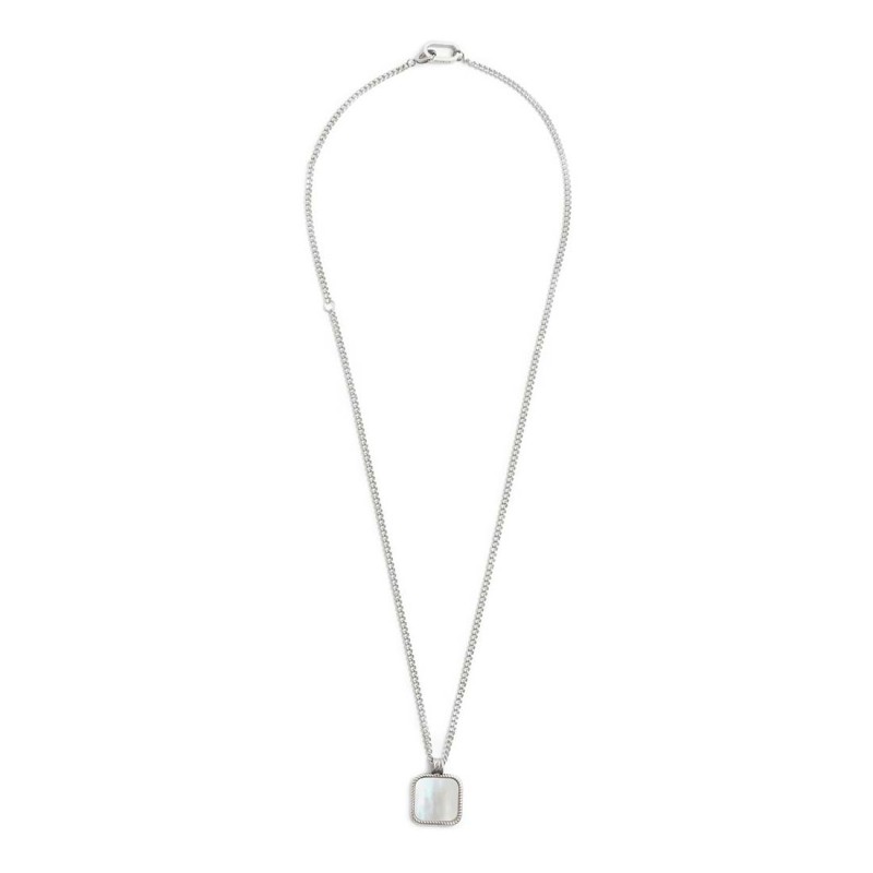 Collana catena grumetta con piastrina quadrata pendente